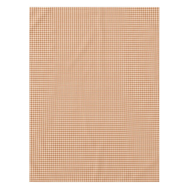 Fall Burnt Orange Gingham Pattern Autumn Plaid Tablecloth (Front)