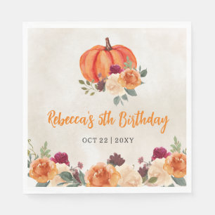 Fall Burnt Orange Pumpkin Patch Birthday Napkin
