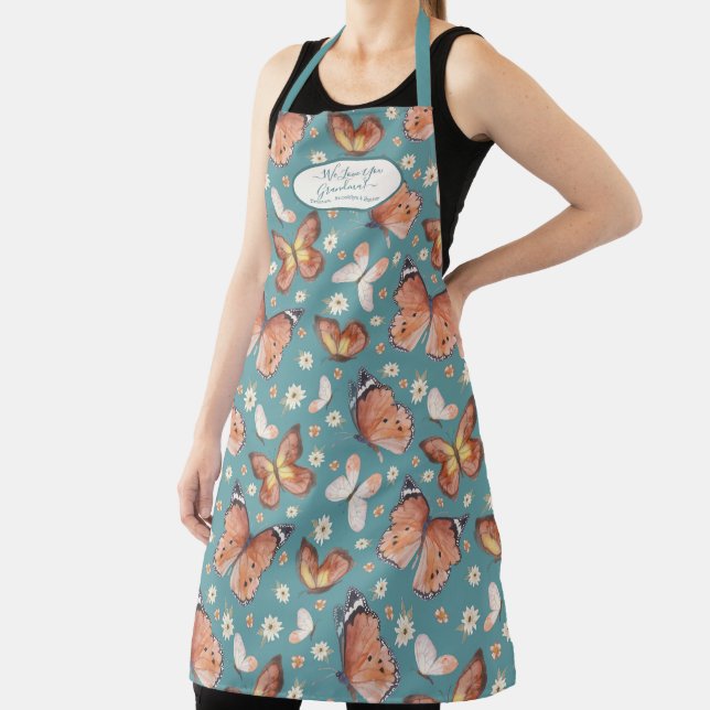 Fall Butterfly BOHO Floral Autumn Thanksgiving Apron (Insitu)
