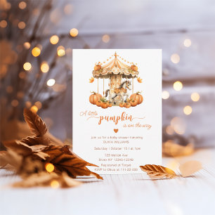 Fall Carousel pumpkin is on the way baby shower Invitation