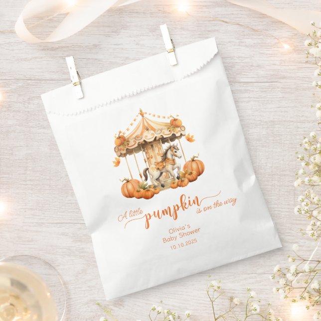 Fall Carousel pumpkin is on the way take a treat Favour Bags (Clipped)