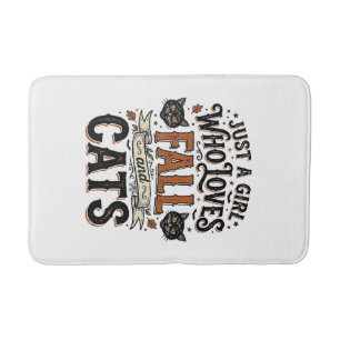 Fall Cat Lover Vintage Halloween Shirt Design_1 Bath Mat