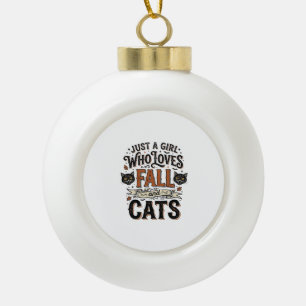 Fall Cat Lover Vintage Halloween Shirt Design_1 Ceramic Ball Christmas Ornament