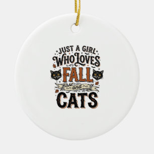 Fall Cat Lover Vintage Halloween Shirt Design_1 Ceramic Tree Decoration