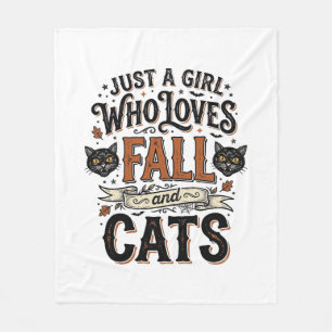 Fall Cat Lover Vintage Halloween Shirt Design_1 Fleece Blanket
