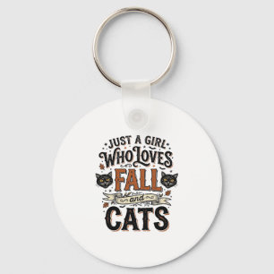 Fall Cat Lover Vintage Halloween Shirt Design_1 Key Ring