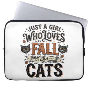 Fall Cat Lover Vintage Halloween Shirt Design_1 Laptop Sleeve