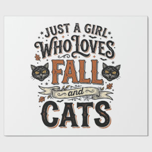 Fall Cat Lover Vintage Halloween Shirt Design_1 Wrapping Paper