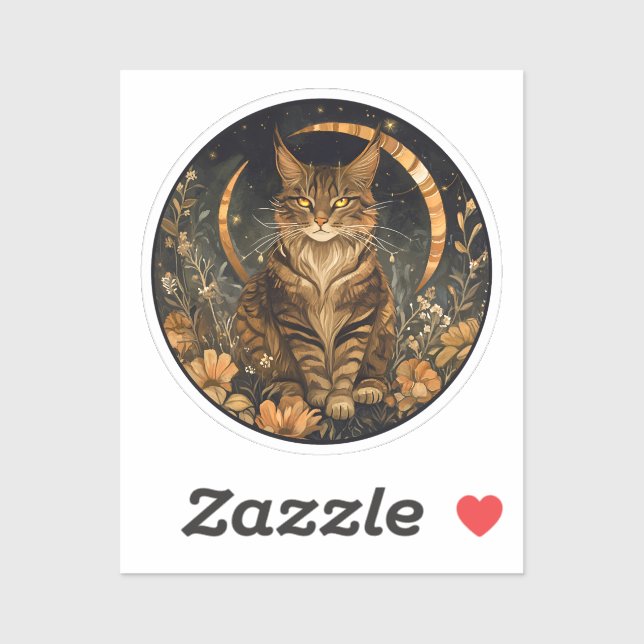 Fall cat moon golden flowers (Sheet)