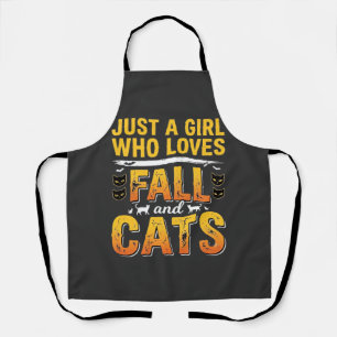Fall Cats Girl Halloween Design_1 Apron