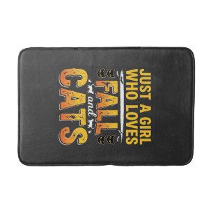Fall Cats Girl Halloween Design_1 Bath Mat