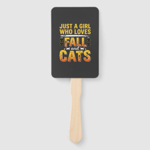 Fall Cats Girl Halloween Design_1 Hand Fan