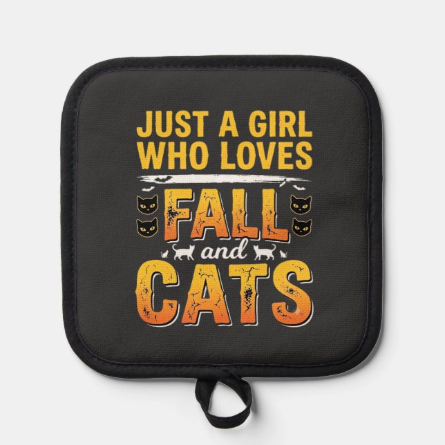 Fall Cats Girl Halloween Design_1 Pot Holder (Front)