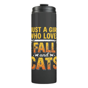 Fall Cats Girl Halloween Design_1 Thermal Tumbler