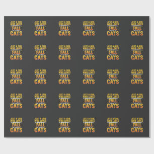 Fall Cats Girl Halloween Design_1 Wrapping Paper