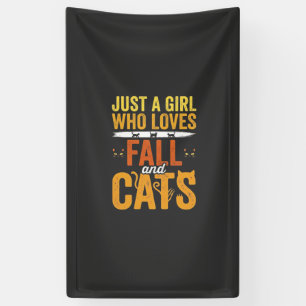 Fall Cats Girl Lover Halloween Design Banner