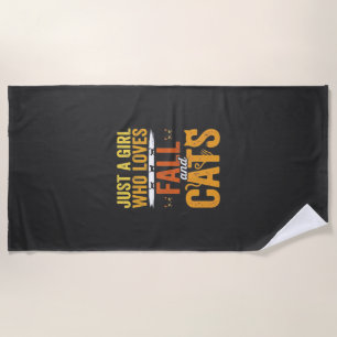 Fall Cats Girl Lover Halloween Design Beach Towel
