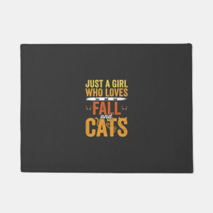 Fall Cats Girl Lover Halloween Design Doormat