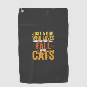 Fall Cats Girl Lover Halloween Design Golf Towel