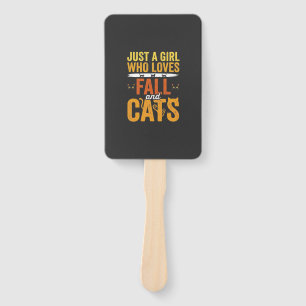 Fall Cats Girl Lover Halloween Design Hand Fan