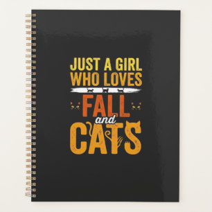 Fall Cats Girl Lover Halloween Design Planner
