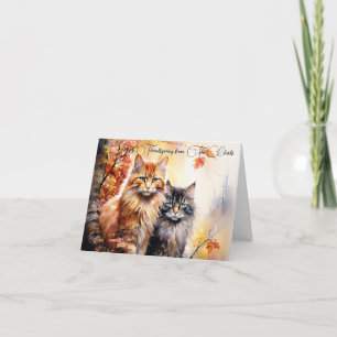 Fall cats personalised thanksgiving greeting card