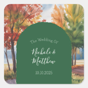 Fall Changing of the Leaves Wedding Square Sticker