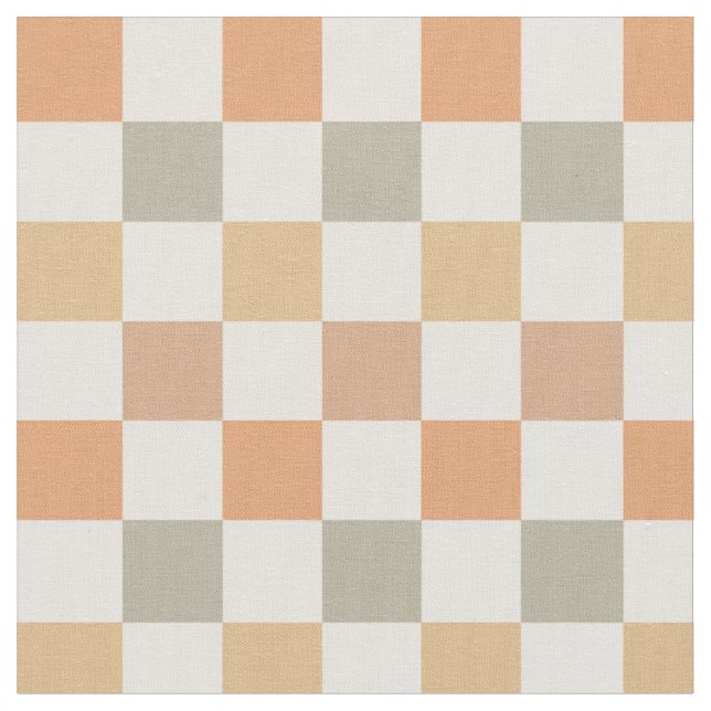 Fall Chequered Pattern Autumn Plaid Chequerboard Fabric (Close Up)