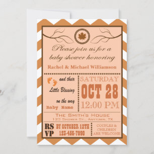 Fall Chevron Pattern Baby Shower Invitation