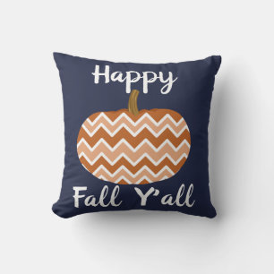 Fall Chevron Pumpkins & Navy Cushion