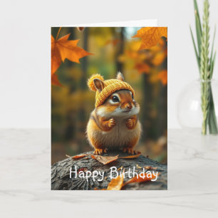 Fall Chipmunk Birthday Card