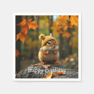 Fall Chipmunk Birthday Napkin