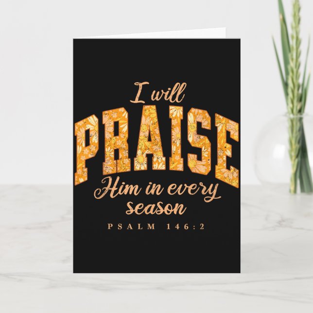 Fall Christian Praise Him Jesus Thanksgiving Bible Card (Front)