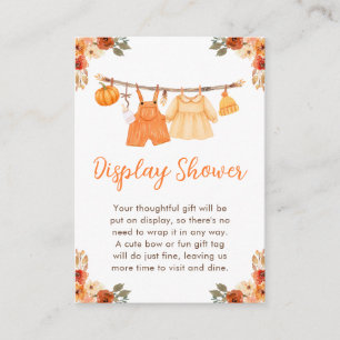 Fall Clothes Line Twins Baby Display Shower Enclosure Card