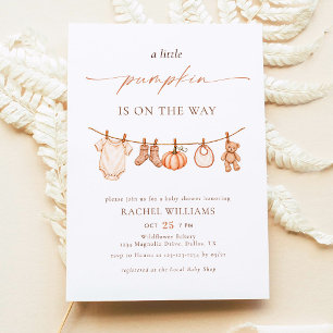 Fall Clothesline Little Pumpkin Baby Shower Invitation