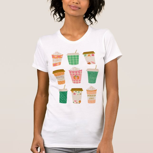 Fall Coffee Cups | Autumn Pumpkin Spice Latte  T-Shirt (Front)