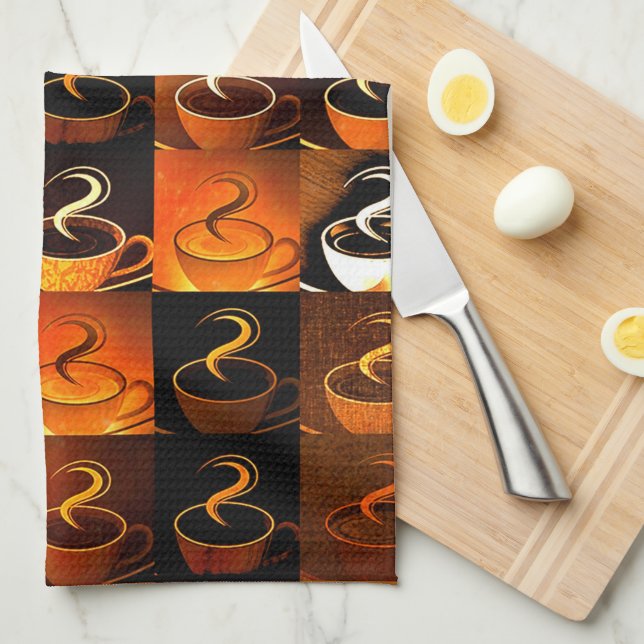 Fall coffee cups tea towel (Quarter Fold)
