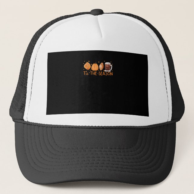 Fall Coffee Cute Lover Halloween Pumpkin Latte Dri Trucker Hat (Front)