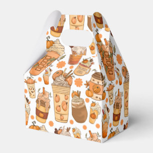 Fall Coffee Latte Pumpkin Pattern Favour Box