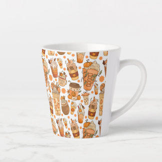 Fall Coffee Latte Pumpkin Pattern  Latte Mug