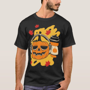 Fall Coffee Music Lover Pumpkin Latte Drink T-Shirt