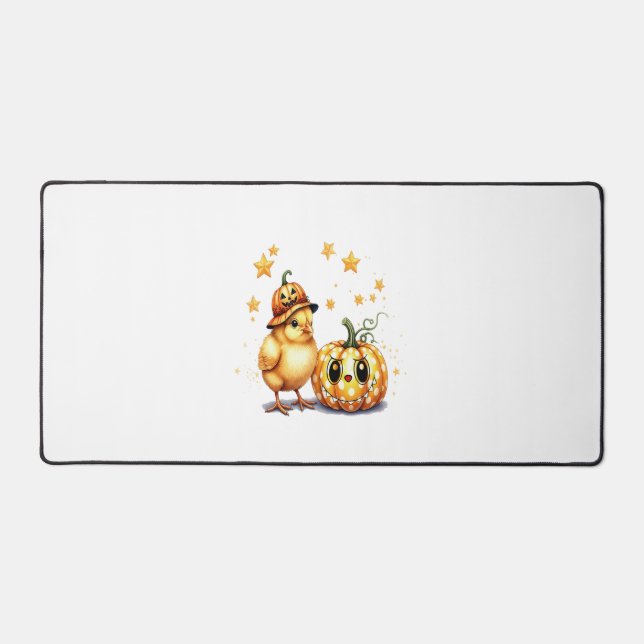 Fall Coffee pumpkin Mug with cat Desk Mat (Front)