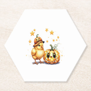 Fall Coffee pumpkin Mug with cat Paper Coaster