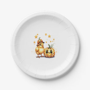 Fall Coffee pumpkin Mug with cat Paper Plate