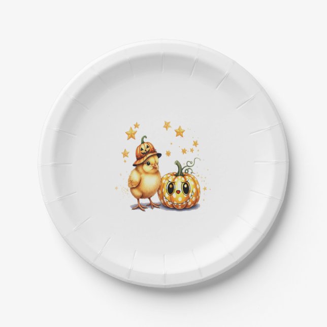Fall Coffee pumpkin Mug with cat Paper Plate (Front)