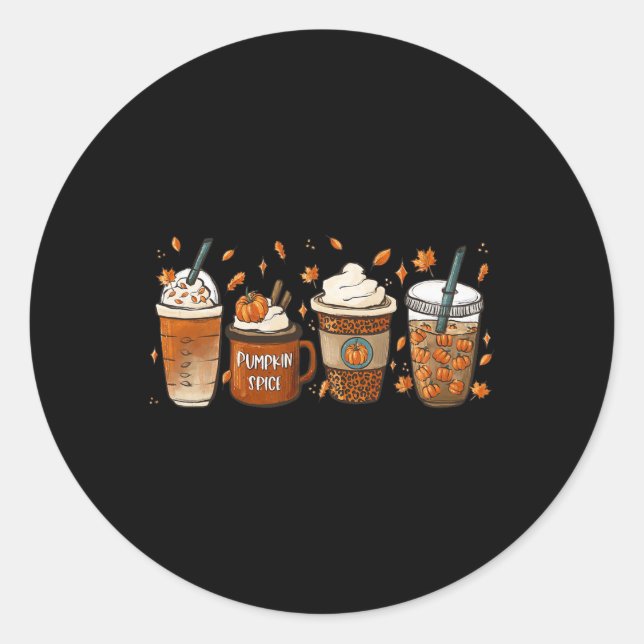 Fall Coffee Pumpkin Spice Junkie Latte Autumn Coff Classic Round Sticker (Front)