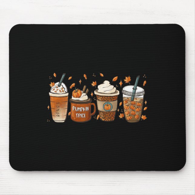 Fall Coffee Pumpkin Spice Junkie Latte Autumn Coff Mouse Mat (Front)