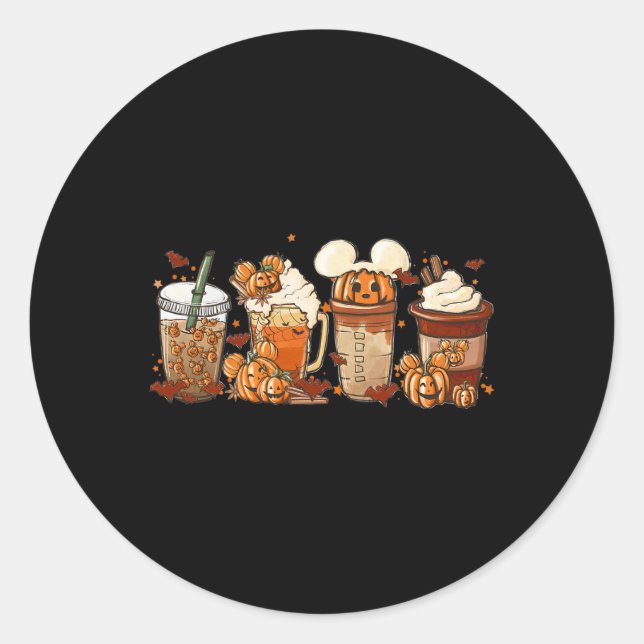 Fall Coffee Pumpkin Spice Latte Iced Warm Cosy Aut Classic Round Sticker (Front)