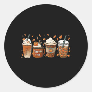 Fall Coffee Pumpkin Spice Latte Iced Warm Cosy Aut Classic Round Sticker