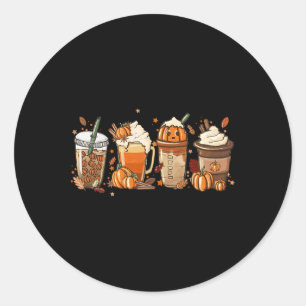 Fall Coffee Pumpkin Spice Latte Iced Warm Cosy Aut Classic Round Sticker